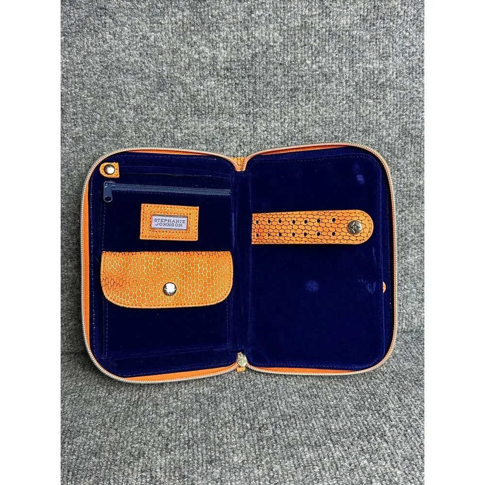 Stephanie Johnson Havana Julianna jewelry case orange zip around